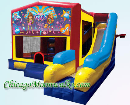 Its a Girl 7 in 1 Inflatable Slide Combo Bounce House Rental Chicago Illinois 